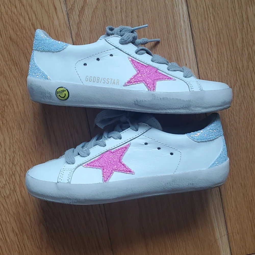 GOLDEN GOOSE PINK GLITTER STAR SUPERSTAR SNEAKERS KIDS -NEW - Picture 5 of 13